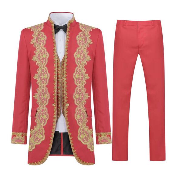 Cloudstyle Other - CloudStyle Slim Fit Men's XL Royal Style Red Gold Tuxedo Holiday Wedding Cruise